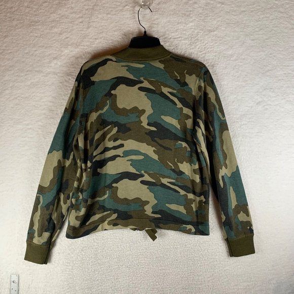 J.Crew Women's Wool Blend Full Zip Camouflage Bomber Sweater Jacket Size M 8743 - Picture 6 of 8